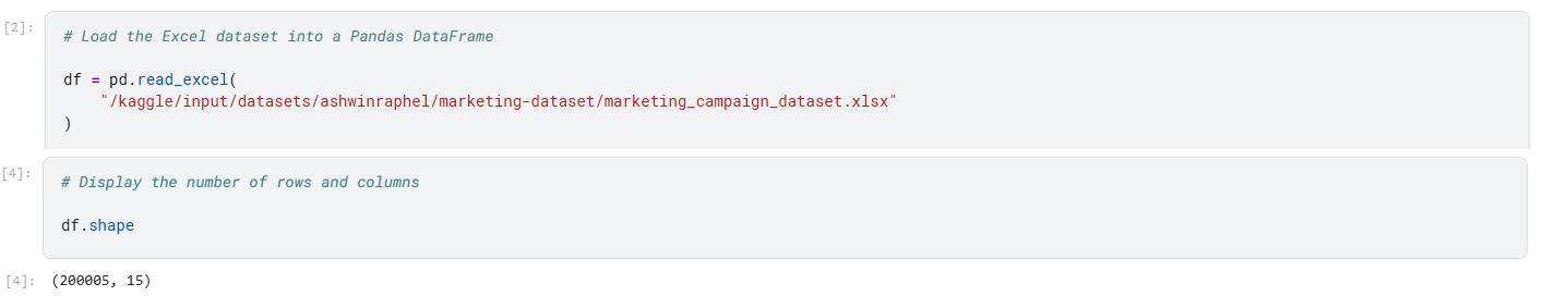 Marketing campaign dataset loaded into Python